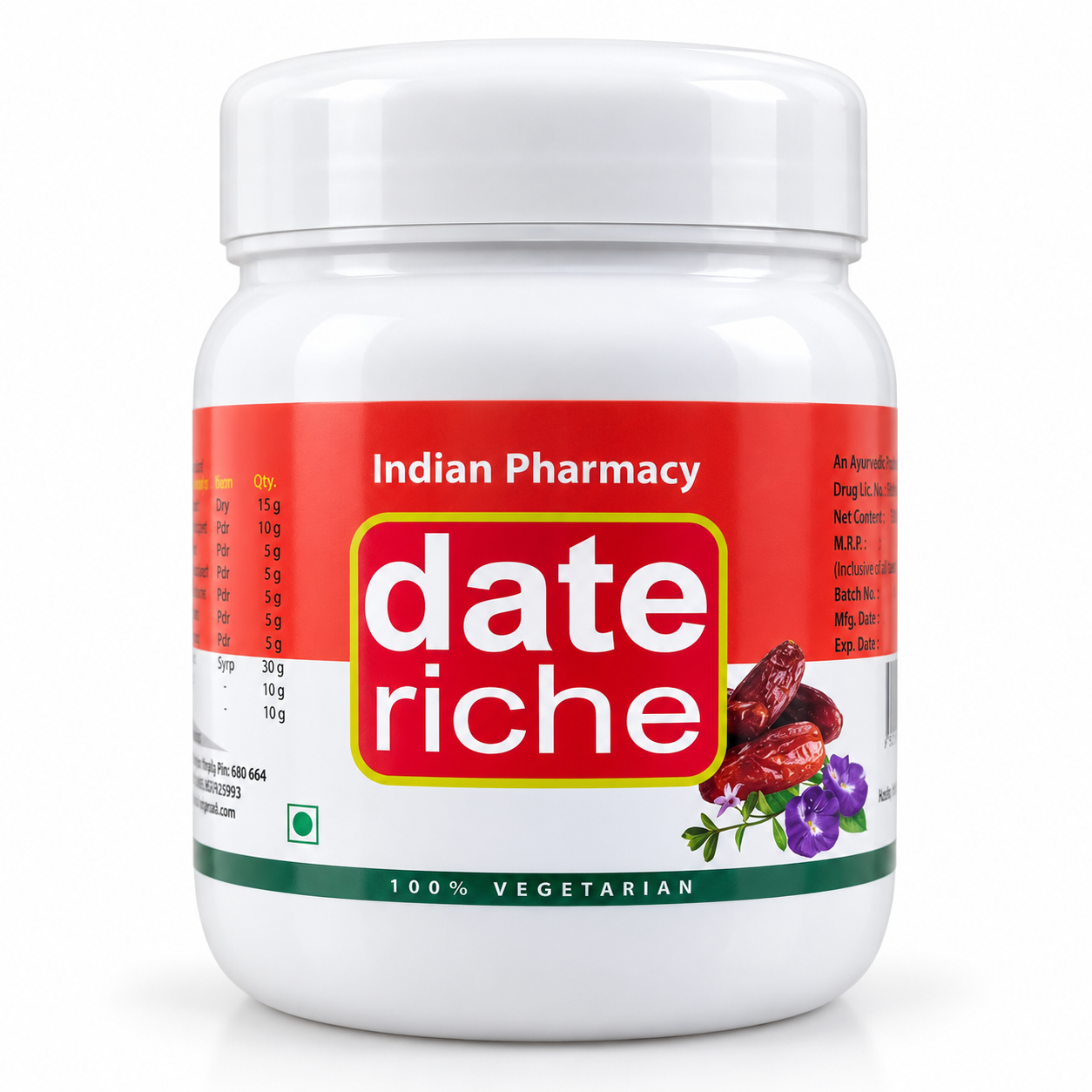 Date Riche - 400g an Ayurvedic Product Of Indian Pharmacy for Energy, Brain, Muscle, Skin, Sexual and Bone Health