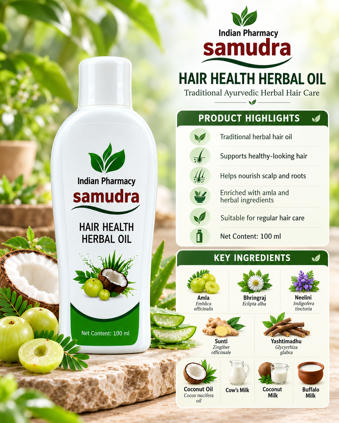 Samudra Hair Oil - An Ayurvedic Product Of Indian Pharmacy 100ml — additional image 1
